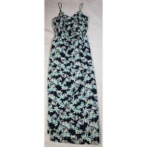 Banana Republic Blue Floral Faux Wrap Spaghetti Strap Maxi Dress